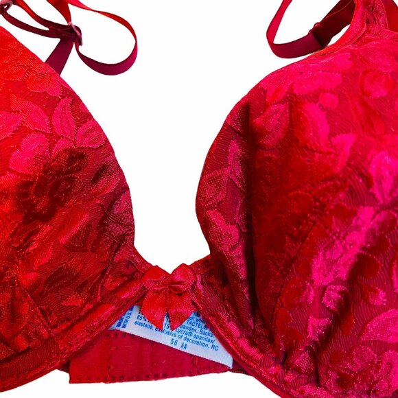#4605 MAIDEN FORM Red Lace Lightly Padded TShirt Bra SIZE 36C - Picture 4 of 9